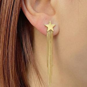 Pendientes Largos de Borla con Estrella de Acero Inoxidable Chapado en Oro de 18K, Joyería de Moda para Mujer, Accesorios de Fiesta Modernos, Pendientes Colgantes - Product Image 3