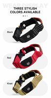 Collier tactique pour chien AirTag robuste, collier en nylon réfléchissant avec poignée, boucle à dégagement rapide pour chiens de taille moyenne et grande