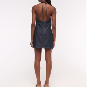 Vestido vaquero retro personalizado para mujer, sin mangas, de cintura alta, lavado ácido, recto, de mezclilla cruda, para verano y otoño - Product Image 2