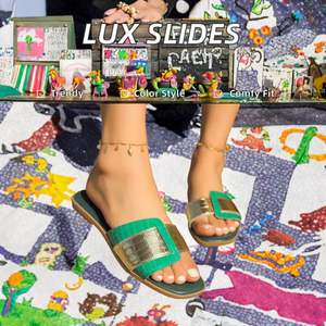 Chaussons de luxe pour femmes ornés de diamants, chaussures décontractées d'extérieur à bout ouvert, confortables et légères - Product Image 3