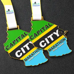 Us Medals Capital Map City Tanzania Dodoma Marathon Running Gold Medal Price