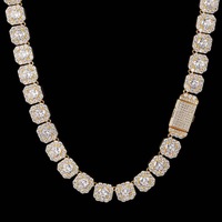 Collier personnalisé en argent sterling 925 avec chaîne tennis et chaîne cubaine, collier tendance pour couple