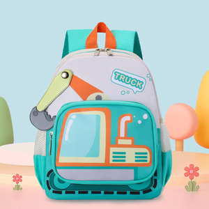 Neuer Kinder-Bagger-Cartoon-Schulrucksack, wasserdicht, kleiner bis mittelgroßer Klassenrucksack für Kleinkinder und Jungen im Kindergarten - Product Image 4
