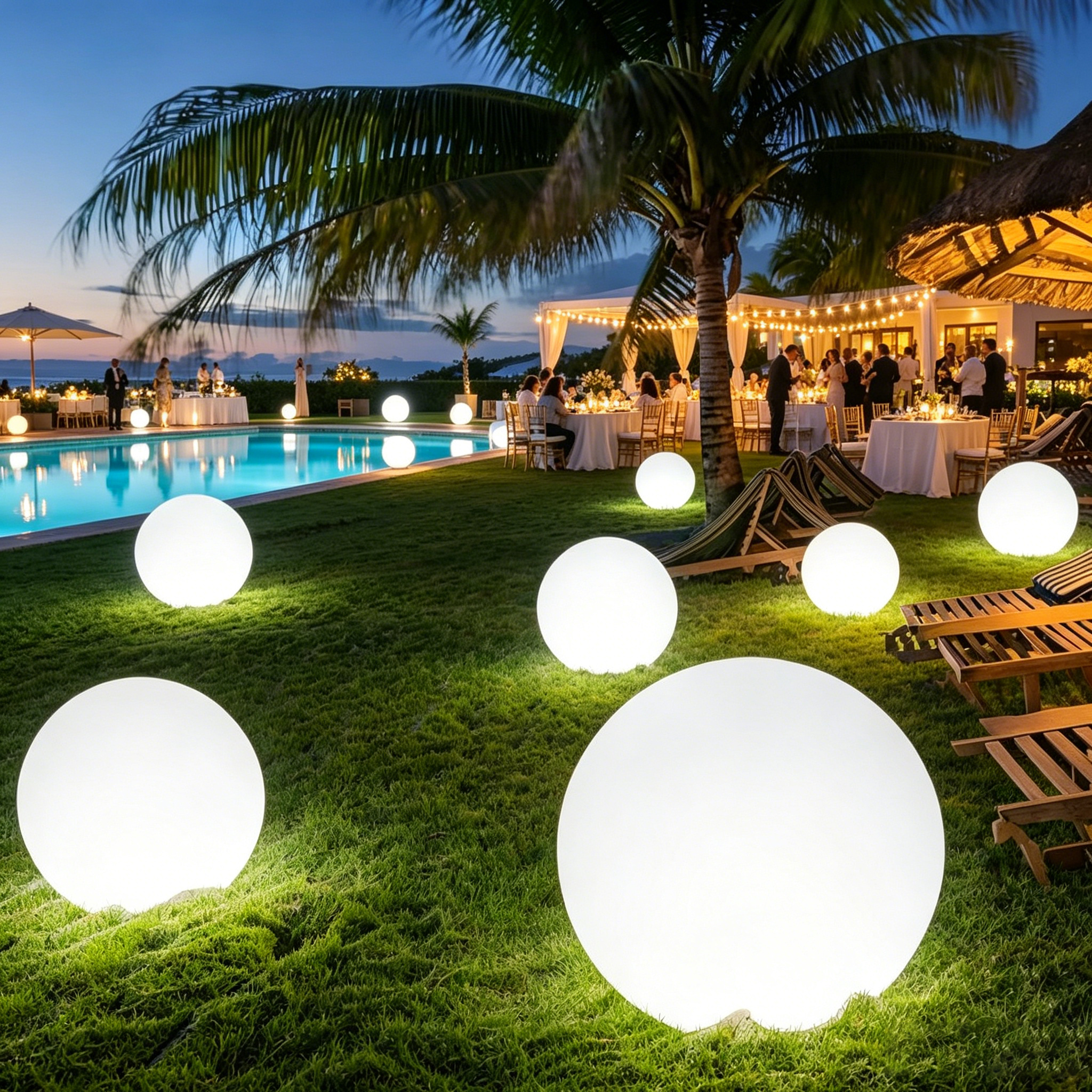 New Arrival Round LED Ball Lamp PE Material IP65 Waterproof RGB Colorful Lighting Outdoor Decor for Christmas Garden