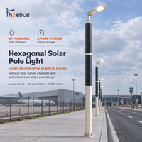 Lampadaire solaire hexagonal extérieur avec luminaire LED pour routes résidentielles et zones de stationnement