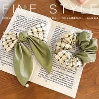 Bandeau cheveux rétro avec nœud vert, chouchou, accessoires pour cheveux printemps et été