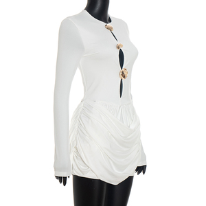 Viviblook C25DS263 Sexy Streetwear Outfits Otoño Invierno plisado hueco Mini vestidos ajustados para mujeres - Product Image 2