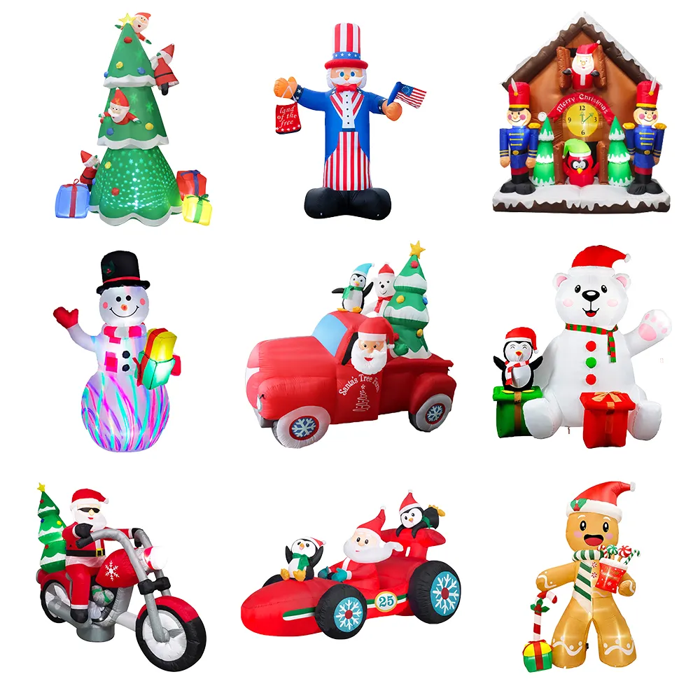 Tùy chỉnh 5-12ft thổi lên chủ đề Xmas trang trí Santa Claus cây Snowman navidad kỳ nghỉ trang trí Cung cấp giáng sinh Inflatable