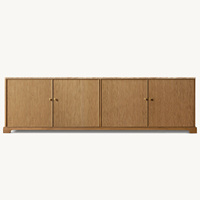 Meuble TV Rhoohill personnalisé de haute qualité pour salon, en bois de chêne naturel, console multimédia en bois avec plateau en marbre