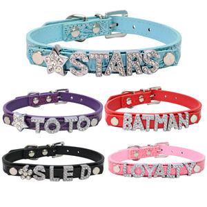 Rarewe, accesorios para mascotas, perro, mamá, <span class=keywords><strong>Collar</strong></span> DIY, abalorios de letras de diamante brillante de lujo, <span class=keywords><strong>Collar</strong></span> de remache personalizado, <span class=keywords><strong>Collar</strong></span> de perro de cuero - Product Image 4