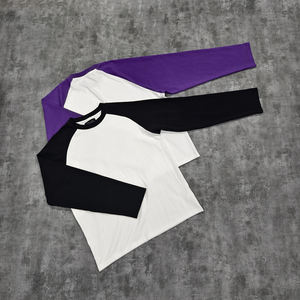 Felpa Girocollo Personalizzata di Alta Qualità Tagliata <span class=keywords><strong>e</strong></span> Cucita con <span class=keywords><strong>Stampa</strong></span> Serigrafica <span class=keywords><strong>e</strong></span> T-shirt da Uomo con Manica Raglan 100% Cotone - Product Image 4