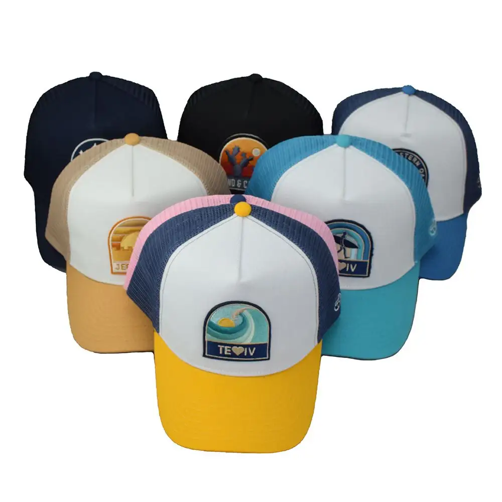 Gorras Fitted Trucker Hüte Sport Polyester Unisex Snapback Mesh gesticktes Logo Benutzer definierte Baseball kappe für Erwachsene