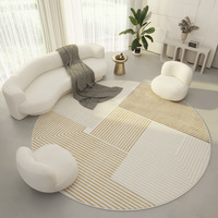 Tapis de sol moderne élégant en polyester moelleux de forme ronde taille personnalisée ensemble de tapis de salon fabriqué à la machine
