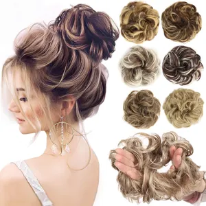Messy Hair Bun Hair Scrunchies Extension Curly Wavy Messy Synthetic Chignon for women Updo Hairpiece