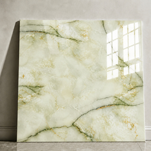 Piastrelle per Pavimenti 60x60 600x600mm, Gres Porcellanato Effetto Marmo Verde Chiaro <span class=keywords><strong>con</strong></span> Venature Dorate, Piastrelle Smaltate per Soggiorno - Product Image 3