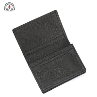 Cartera de Cuero Genuino Negra, Cartera de Cuero Simple de Gran Capacidad, Cartera Doble con Ranuras para Tarjetas para Hombre, Clip para Tarjetas de Hombre