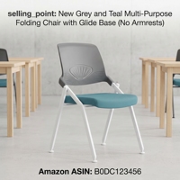 Chaise de formation moderne en maille, confortable, entièrement pliable et empilable, avec tablette d'écriture en option, pour salles de réunion, de formation et usage scolaire