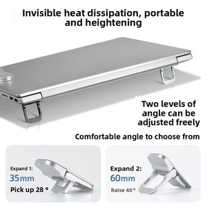 Support d'ordinateur portable mini portable et élégant en alliage de zinc, rehausseur invisible, support pliable pour ordinateur portable et tablette de bureau - Product Image 4