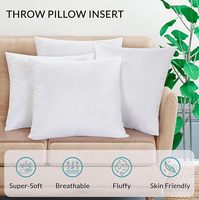 Coussin d'appoint carré de 16 x 16 pouces, alternative au duvet, avec garnissage en polyester, blanc, lot de 1
