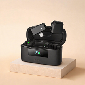 Microphone professionnel sans fil à col de cygne et micro-cravate avec récepteur pour enregistrement vidéo sur téléphone et interviews - Product Image 1