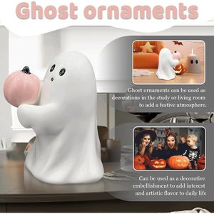 ตุ๊กตาผีฮาโลวีนขนาด 4.5 นิ้ว ทำจากเรซิ่น ตกแต่งด้วยค้างคาวและฟักทอง สำหรับตกแต่งบ้าน สำนักงาน ภายในและภายนอกอาคารในวันฮาโลวีน - Product Image 5