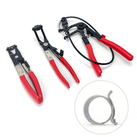 Ensemble de 3 outils de démontage de pinces à ressort, pinces à ressort à tête plate incurvée en acier avec pince à fil, kit d'outils de réparation de tuyaux d'eau et de voiture