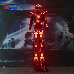 หมวกกันน็อคอัลตร้าไอรอนแมน LED หุ่นยนต์อนาคตไฟเบอร์ออปติกชุดเต้นรำสำหรับแสดงบนเวทีชุดเต้นรำ - Product Image 6