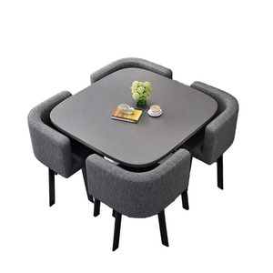 Juego de Comedor Moderno y Lujoso para Restaurante, 1 Mesa y 4 Sillas, Muebles para Sala de Estar, Mesas de Madera, Sillas de Metal - Product Image 2