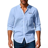 T-shirts à manches longues pour hommes en lin uni respirant de qualité supérieure avec logo personnalisé, coupe classique, vente en gros, vêtements pour hommes