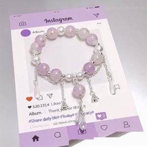 Pulsera de cuentas craqueladas de colores de moda con diseño de palomitas de maíz y dije de flor para mujer y niña - Product Image 6