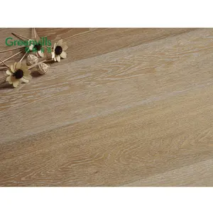 White washed color engineered wood flooring White oak plank, less knots on surface parquet flooring