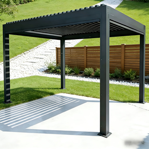 Classic Powder Coated Aluminum <strong>Pergola</strong> with Roof Patio <strong>Small</strong> Private Electric Outdoor Waterproof - Product Image 4