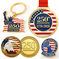 Souvenir patriotique personnalisé 250e anniversaire des États-Unis d'Amérique, artisanat métallique, porte-clés, médaille, épingles, pièces de monnaie
