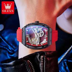 Reloj de Hombre OLEVS 6779 de Marca Superior, Reloj Mecánico Automático Original con Diseño de Esqueleto, Correa de Silicona, Relojes Deportivos para Hombre 2025 - Product Image 4