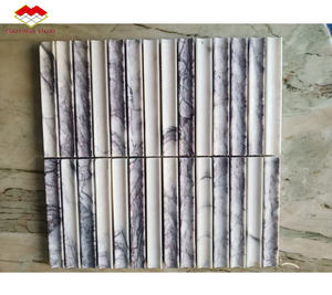 Lucidante mosaico levigato curva scanalata moderna decorazione bagno a coste mosaici in marmo scanalato 3D arco lungo striscia mosaico - Product Image 1