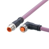 Câble de connexion EVC951 de 2 mètres, M12, mâle droit, femelle à 90 degrés