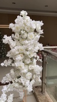 KEWEI-J926 blanc artificiel fleur de cerisier fleur toile de fond mariage coureur fleurs rangée arc Table fleur centres de table