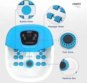 Mini machine de massage portable pour les pieds, spa et pédicure, avec bulles et grands rouleaux de massage, à grand écran LCD
