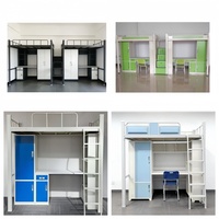 Lits superposés en acier pour appartement scolaire, lit double pour adultes et enfants avec armoire de rangement