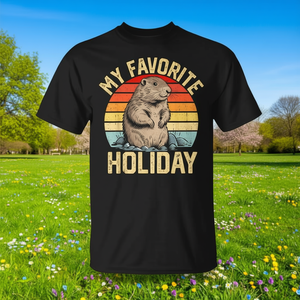 T-shirt My Favorite Holiday Groundhog Day au design vintage, taille adulte unisexe - Product Image 3