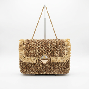 Bolso de Hombro de Paja Tejida, Mini Bolso Tote con Correa Única y Cierre de Bloqueo, Estilo Bohemio de Verano para Mujer - Product Image 2