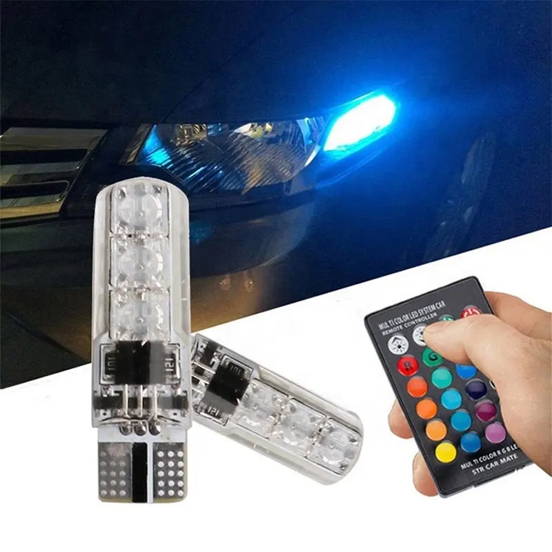 Phare de voiture universel 6smd T10 194 168 W5W, lumière de lecture en forme de coupole pour automobile, ampoule LED RGB avec télécommande 5050 rgb