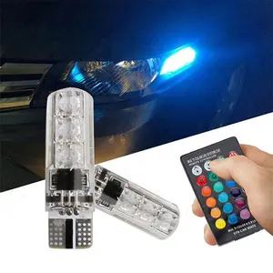 Universal 6SMD T10 194 168 W5W Car Dome Reading Light Automobiles Wedge Lamp RGB LED Bulb With Remote Controller 5050 rgb led