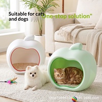 Lit pour animaux de compagnie en forme de pomme - Polyéthylène haute densité respirant, frais en été et chaud en hiver, design universel pour toutes les saisons, pour chats et chiens
