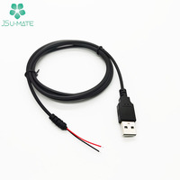 Câble USB 2.0 mâle vers fil nu à extrémité ouverte en cuivre, cordon d'alimentation USB-A 2.0 mâle avec gaine de décharge de tension