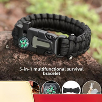 Bracelet de survie en paracorde tressé à sept brins avec sifflet, allume-feu et grande boussole pour équipement