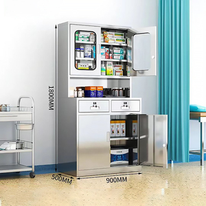 Armoires de rangement modernes en acier inoxydable pour hôpitaux, ateliers et extérieurs, à faible profondeur, avec serrures, pour médicaments, personnel, chaussures et outils, réglables - Product Image 5