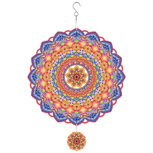Molino de Viento 3D Mandala, Molino de Viento Colgante de Acero Inoxidable para Adornos de Jardín, Molinos de Viento Espirales de Plástico con Diseño de Pavo Real - Product Image 1
