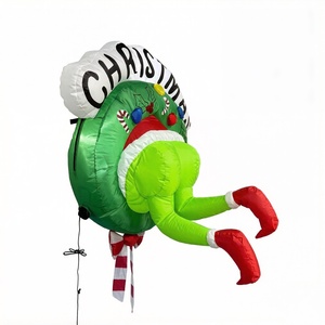 Décoration murale extérieure <span class=keywords><strong>de</strong></span> Noël gonflable avec les jambes du <span class=keywords><strong>Grinch</strong></span> qui bruent la couronne, éclairées par des LED - Product Image 2
