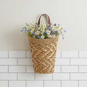 Panier de rangement suspendu tressé à la main en jacinthe d'eau, esthétique, écologique, pour plantes murales et fleurs, intérieur/extérieur - Product Image 1